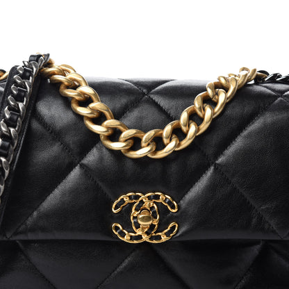 Chanel Shiny Goatskin Quilted Large Chanel 19 Flap Black 10 of 10