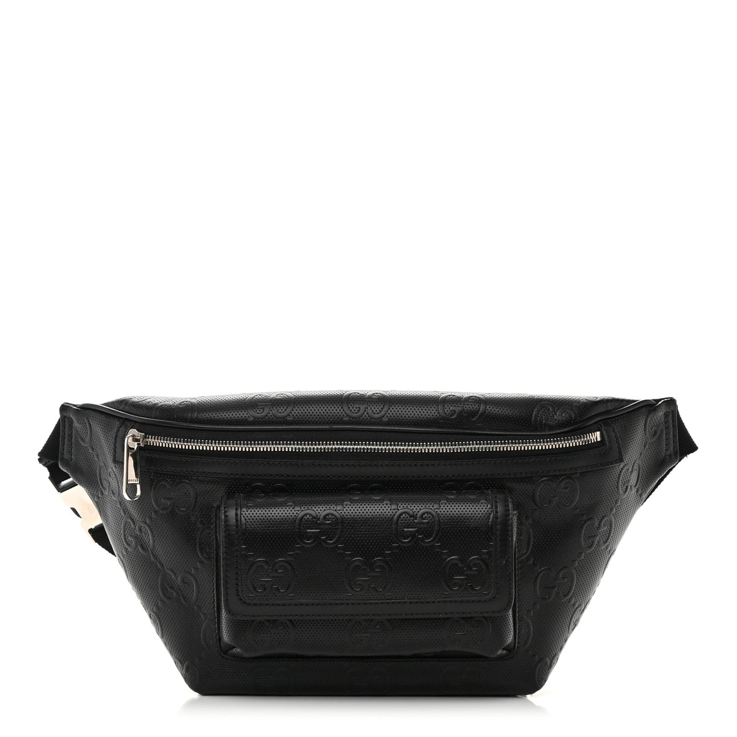 Calfskin GG Tennis Embossed Pocket Belt Bag Black