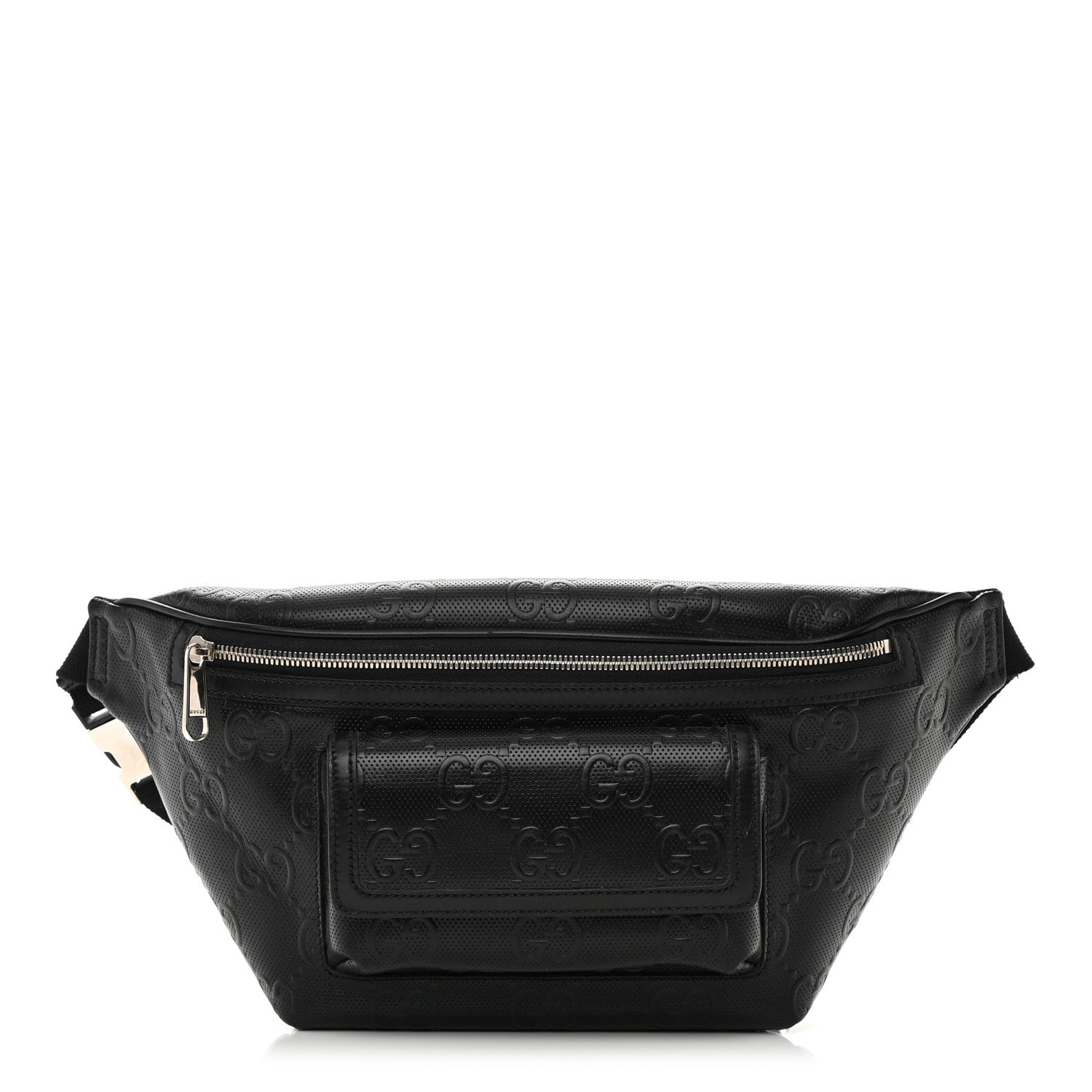 Gucci Calfskin GG Tennis Embossed Pocket Belt Bag Black 1 of 12