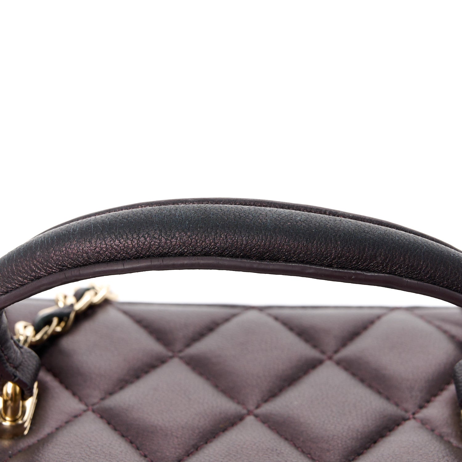 Chanel Iridescent Lambskin Quilted Small Top Handle Vanity Case With Chain Burgundy 15 of 16