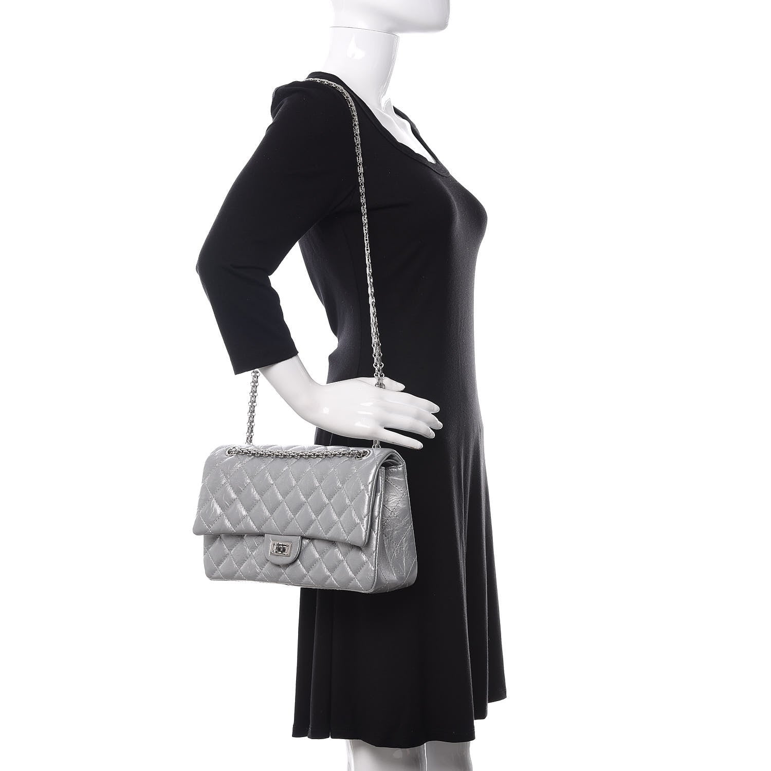 Chanel Metallic Aged Calfskin Quilted 2.55 Reissue 226 Flap Silver 2 of 11