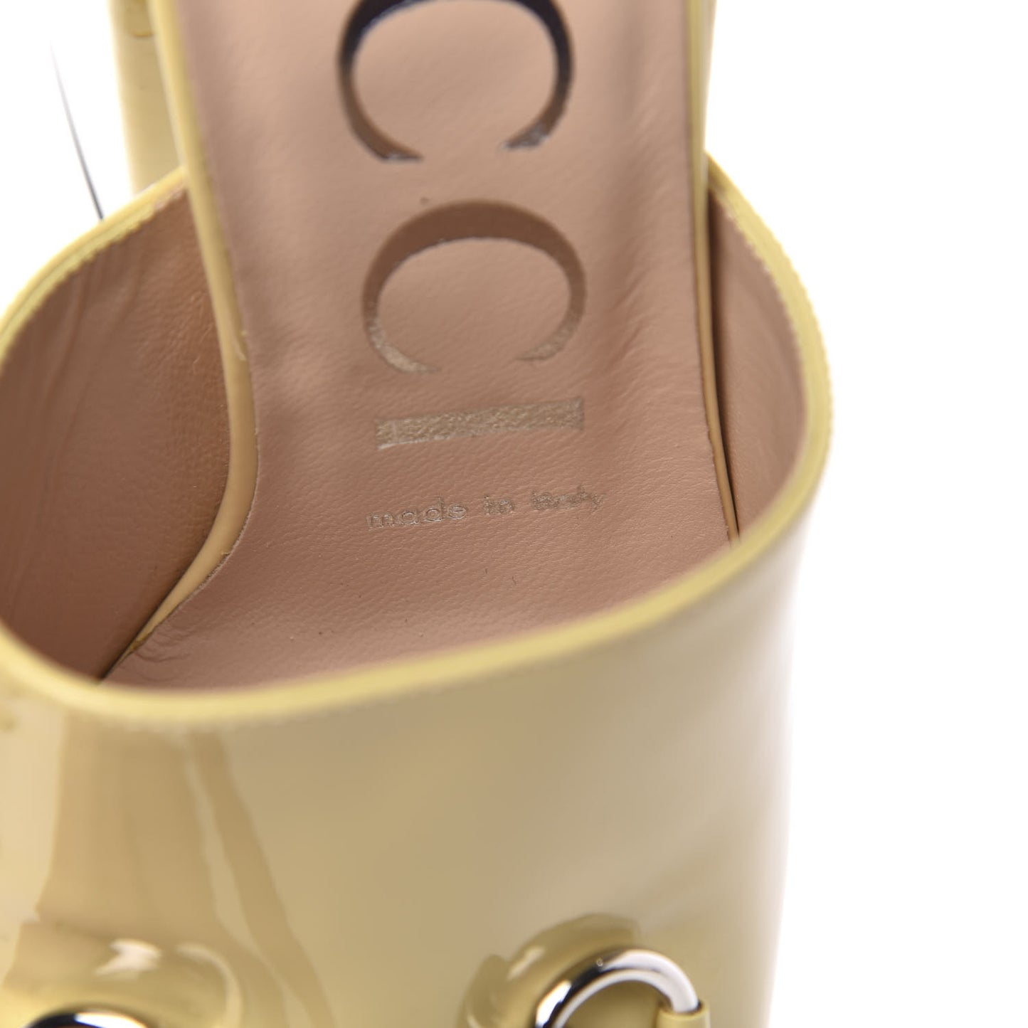 Patent Lexi Horsebit High-Heel Slide Sandals 36 Burro