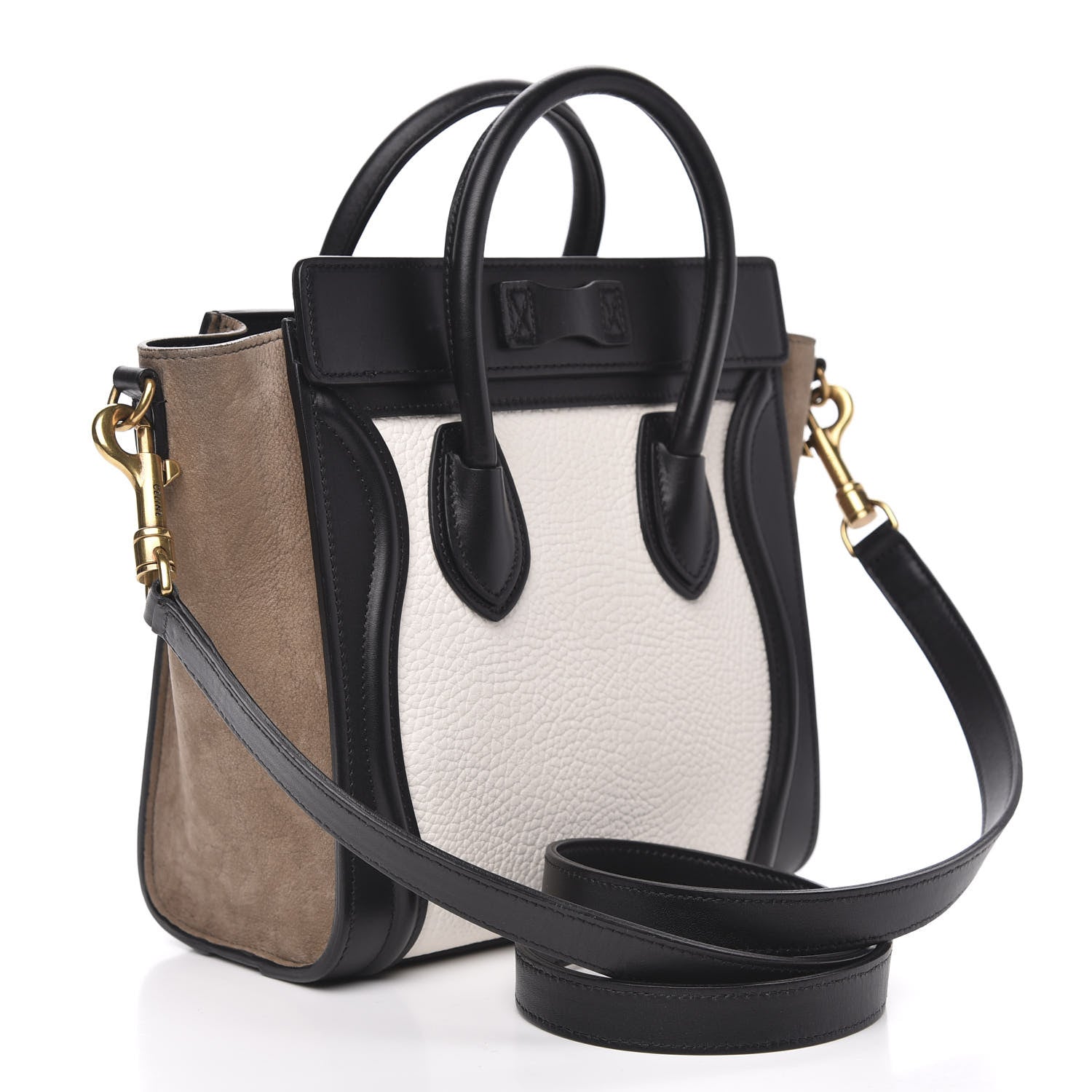 Celine Bullhide Calfskin Suede Nano Tri-Color Luggage White 3 of 11
