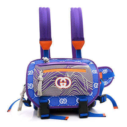 Gucci Jersey GG Monogram All Over Sporty Flap Backpack Blue Multicolor 1 of 11