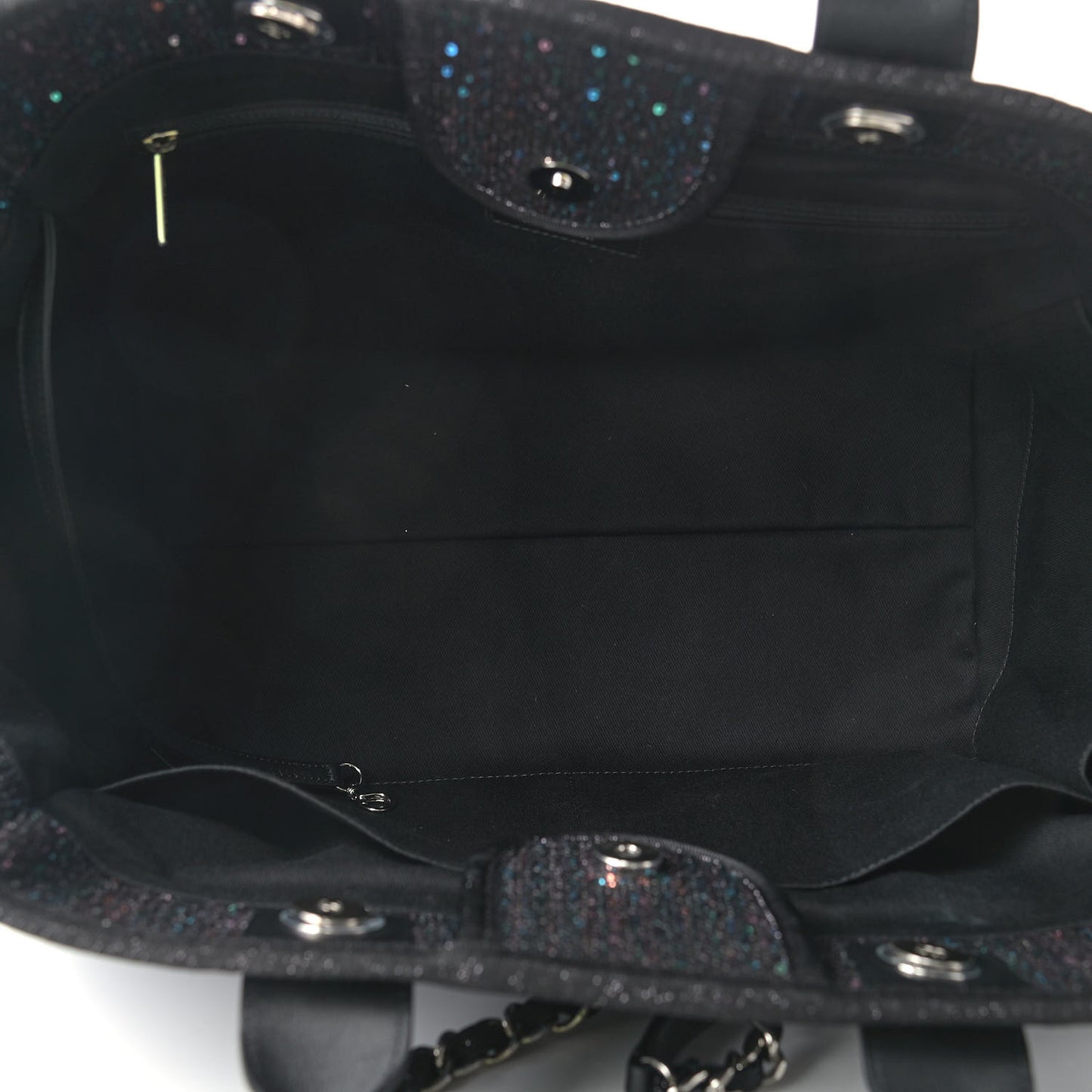 Calfskin Sequin Medium Deauville Tote Black