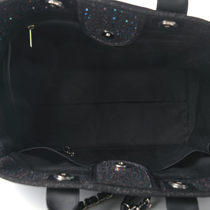 Chanel Calfskin Sequin Medium Deauville Tote Black 5 of 9