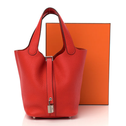 Hermes Taurillon Clemence Picotin Lock 18 PM Rouge De Coeur 11 of 11