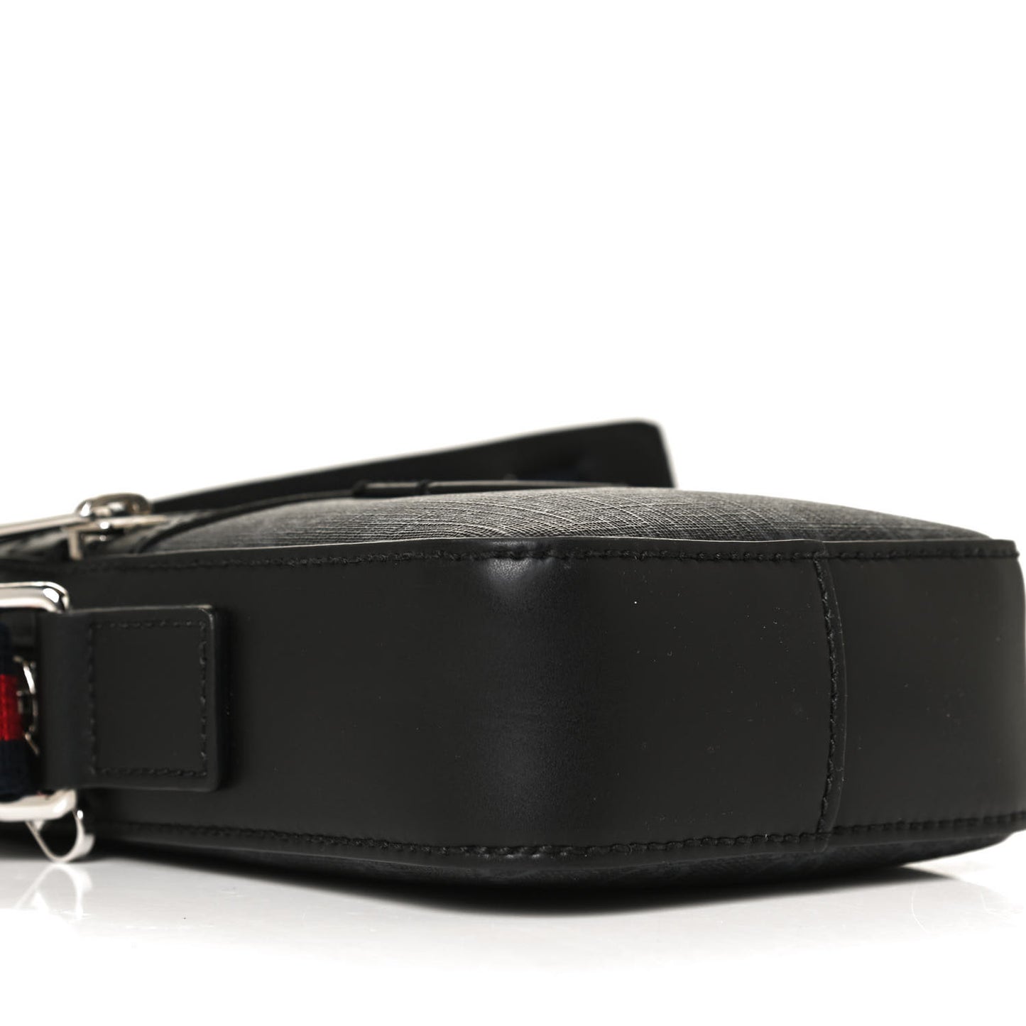 GG Supreme Monogram Appia Calfskin Web Small Camera Messenger Bag Black Grey