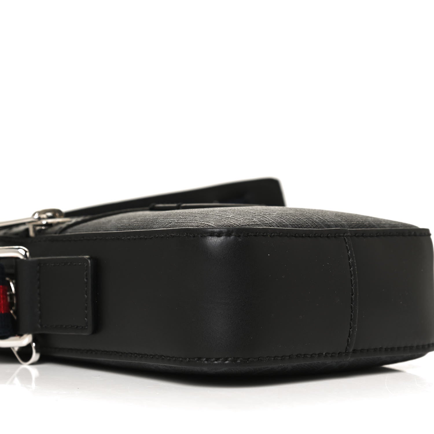 Gucci GG Supreme Monogram Appia Calfskin Web Small Camera Messenger Bag Black Grey 8 of 10