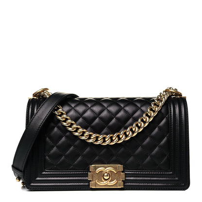 Chanel Lambskin Quilted Medium Boy Flap Black 1 of 10