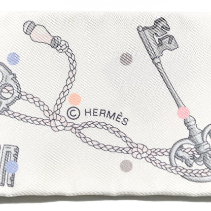 Hermes Silk Les Cles A Pois Twilly White Gris Acier 3 of 4