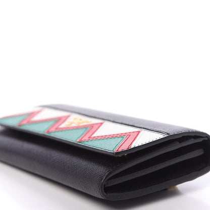 Prada Saffiano Greche Flap Continental Wallet Black Rosso 8 of 10