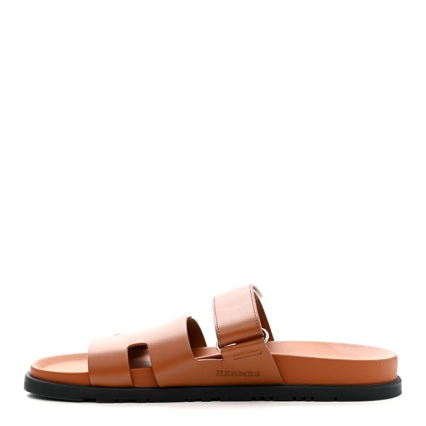 Hermes Calfskin Mens Chypre Sandals 44 Marron Dore 1807239