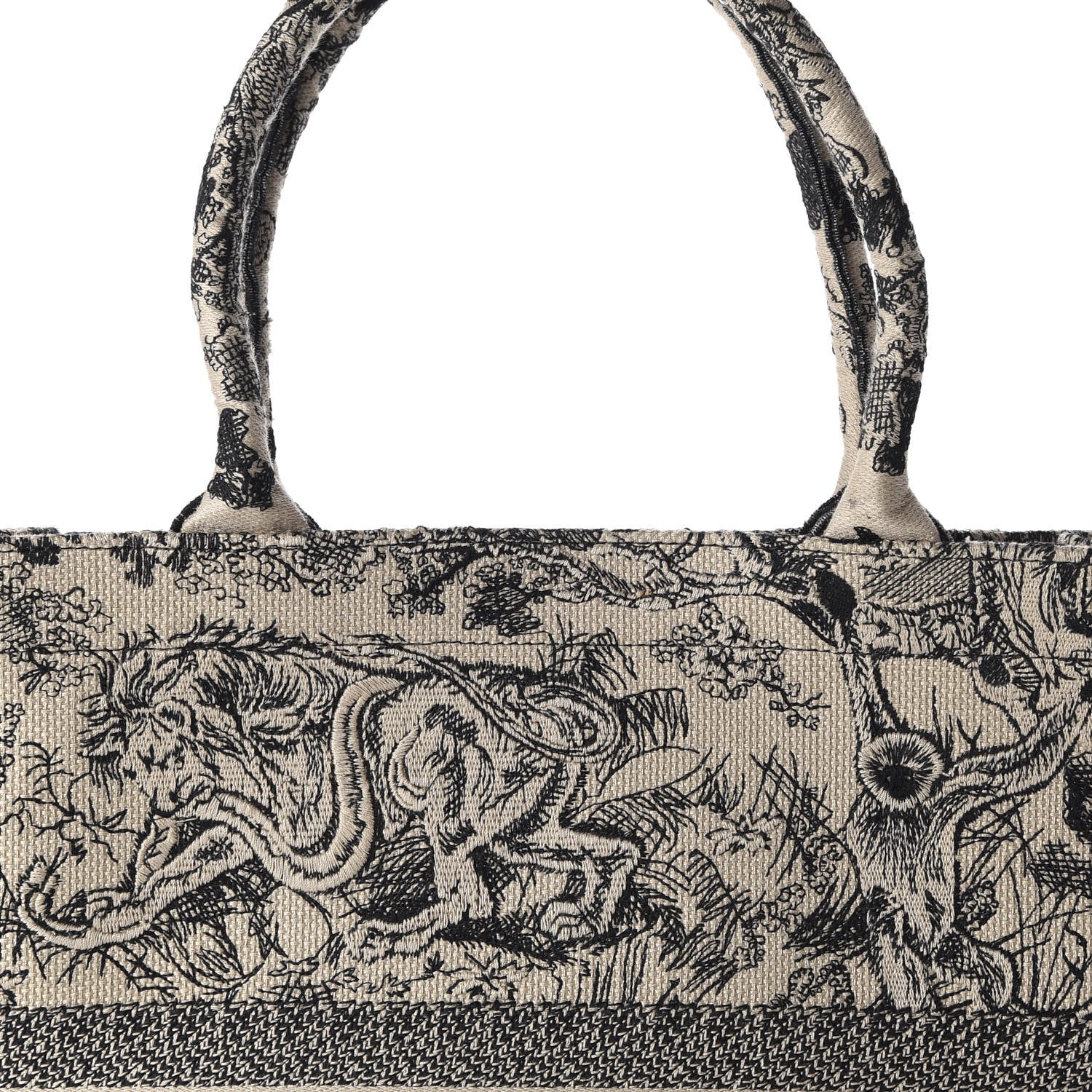 Christian Dior Canvas Embroidered Large Dioriviera Toile De Jouy Book Tote Black 10 of 11
