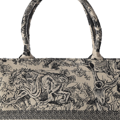 Christian Dior Canvas Embroidered Large Dioriviera Toile De Jouy Book Tote Black 10 of 11