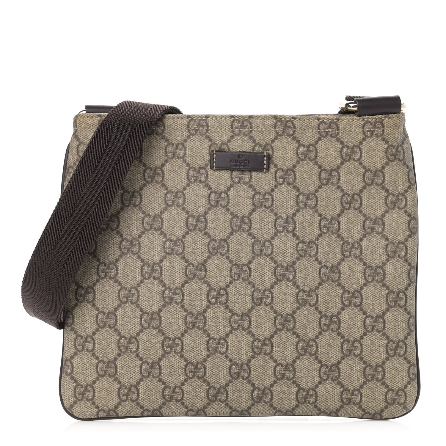 Gucci GG Supreme Monogram Small Flat Messenger Bag Dark Brown 1 of 9