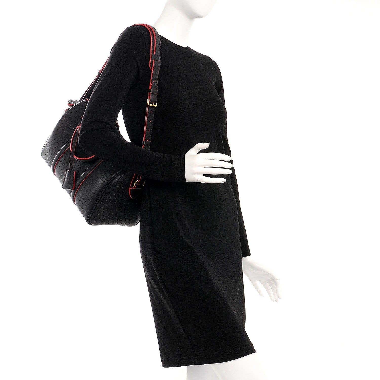 Louis Vuitton Veau Soie Calfskin Perforated SC Bag PM Black 2 of 7
