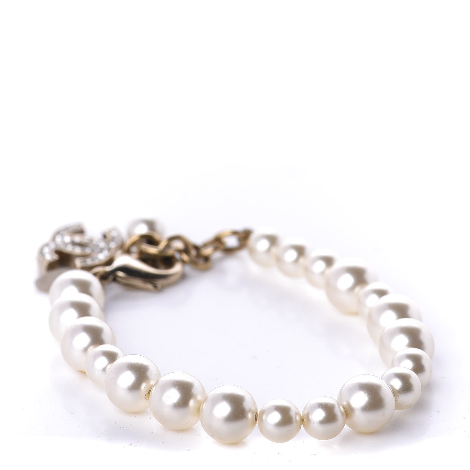 Chanel Crystal Pearl CC Bracelet Gold 2 of 5