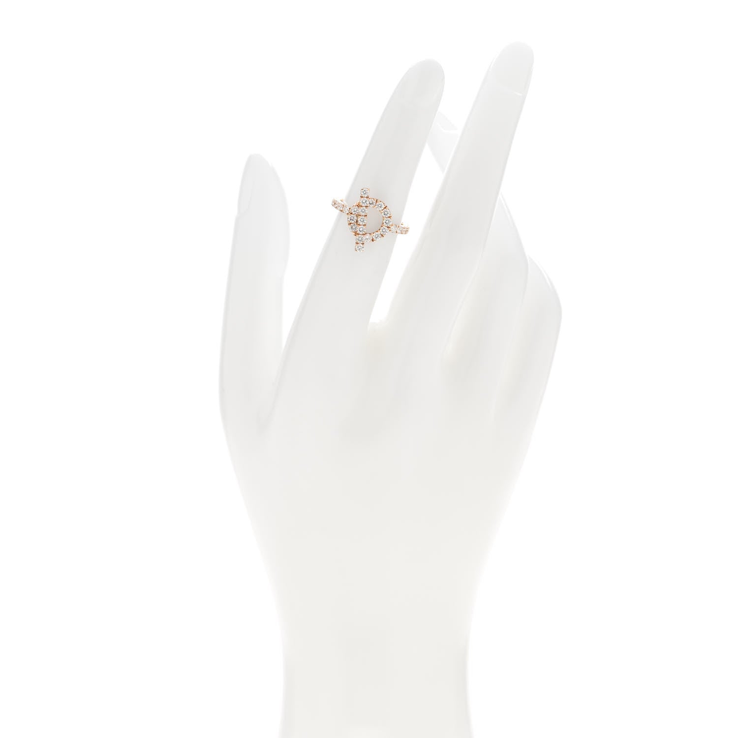 Hermes 18K Rose Gold Diamond Finesse Ring 48 4.5 2 of 7