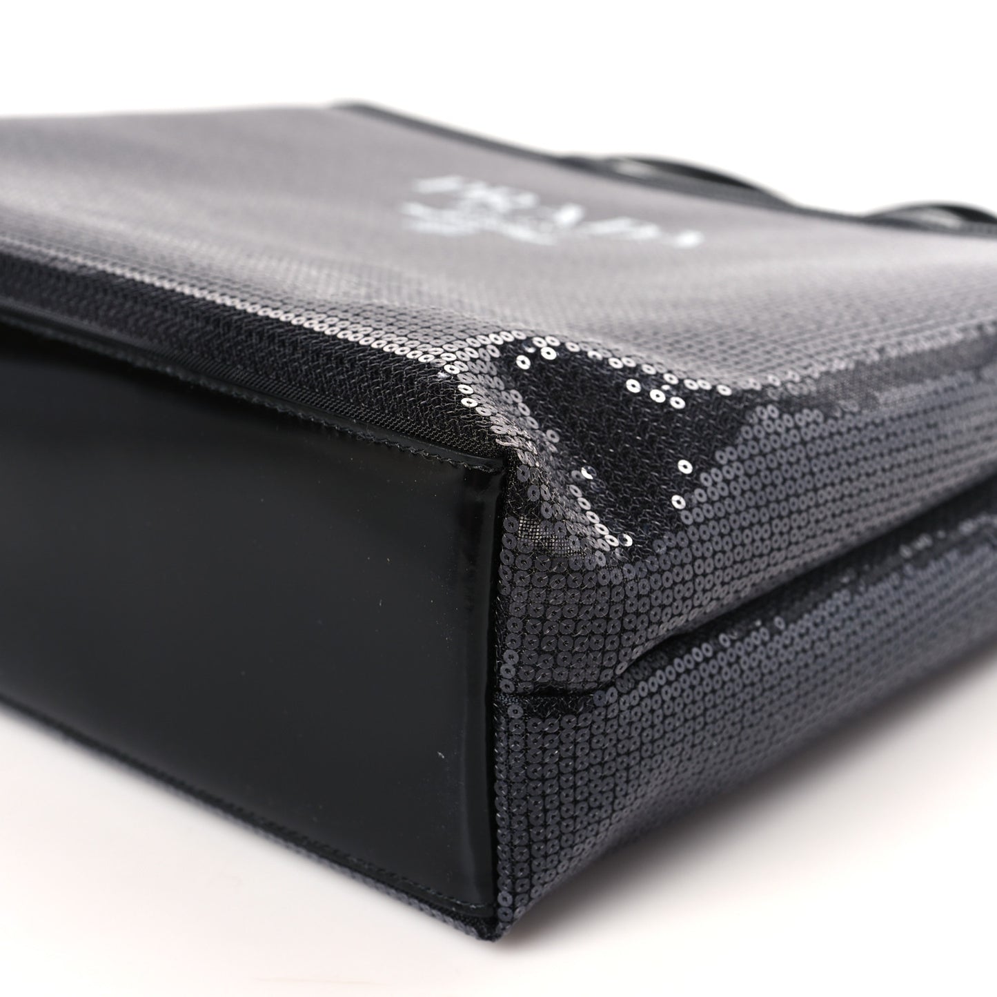 Mesh Sequin Spazzolato Logo Tote Black