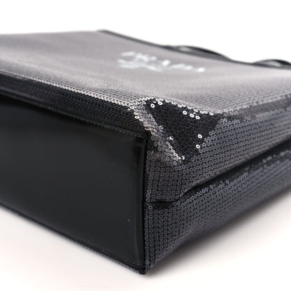 Prada Mesh Sequin Spazzolato Logo Tote Black 10 of 10