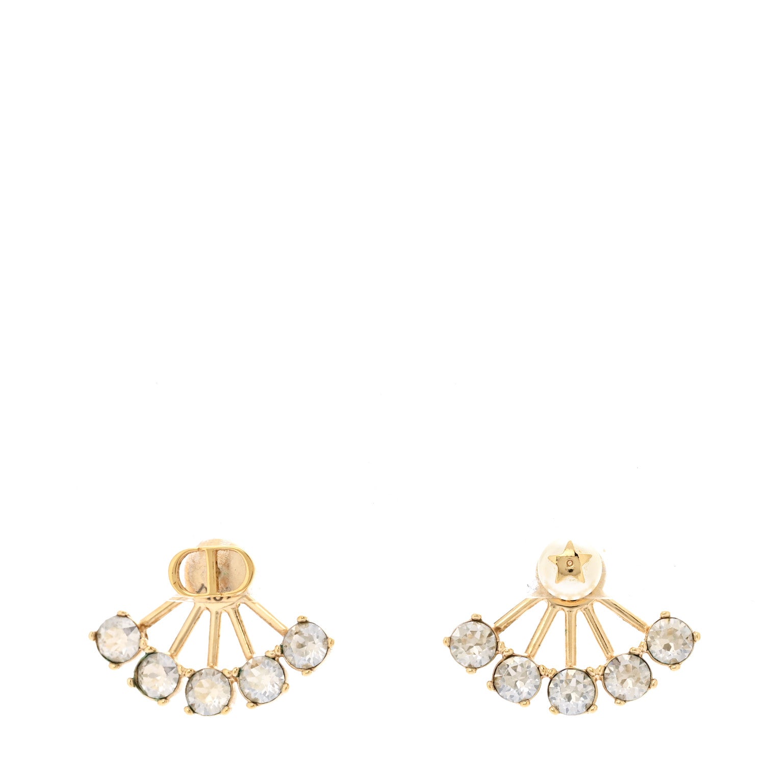 Christian Dior Crystal Pearl Petite CD Earrings Gold 1 of 5