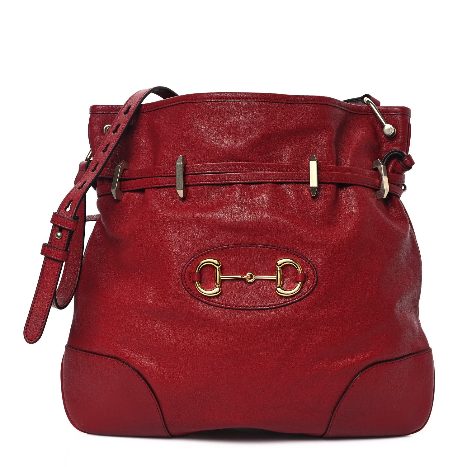 Gucci Sakai Be Green Calfskin Horsebit 1955 Cinch Top Messenger Bag New Cherry Red 1 of 10