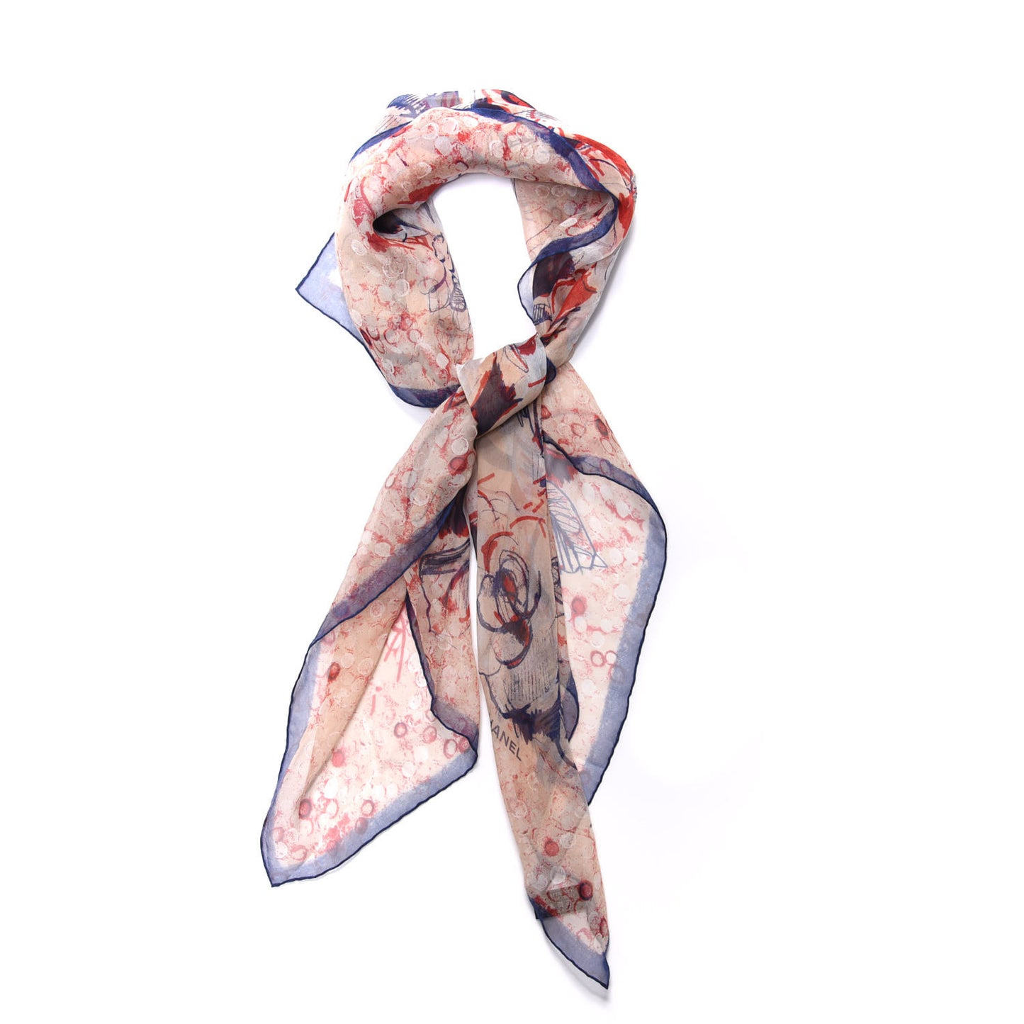 Silk CC Logo Camellia Scarf Pink