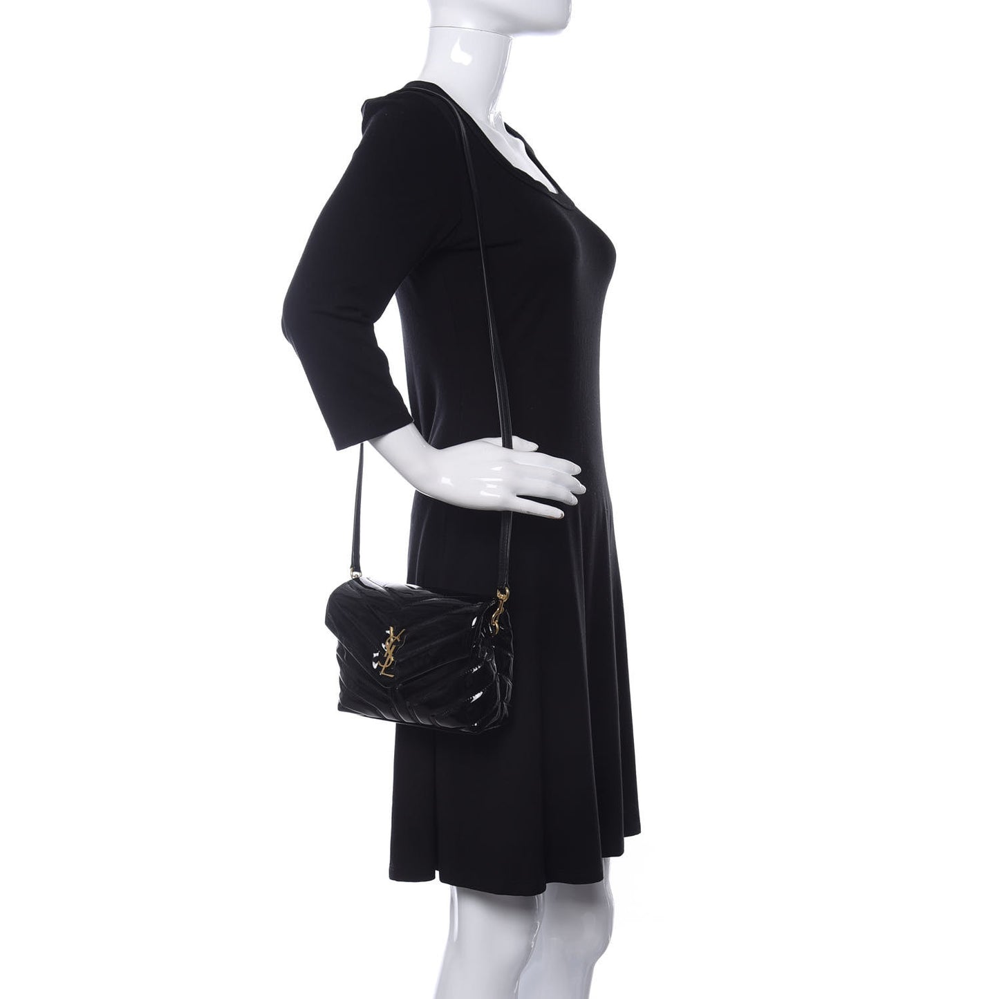 Patent Y Quilted Monogram Toy Loulou Crossbody Bag Black