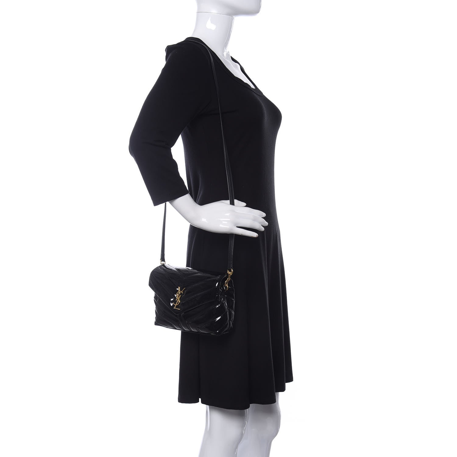 Saint Laurent Patent Y Quilted Monogram Toy Loulou Crossbody Bag Black 2 of 10
