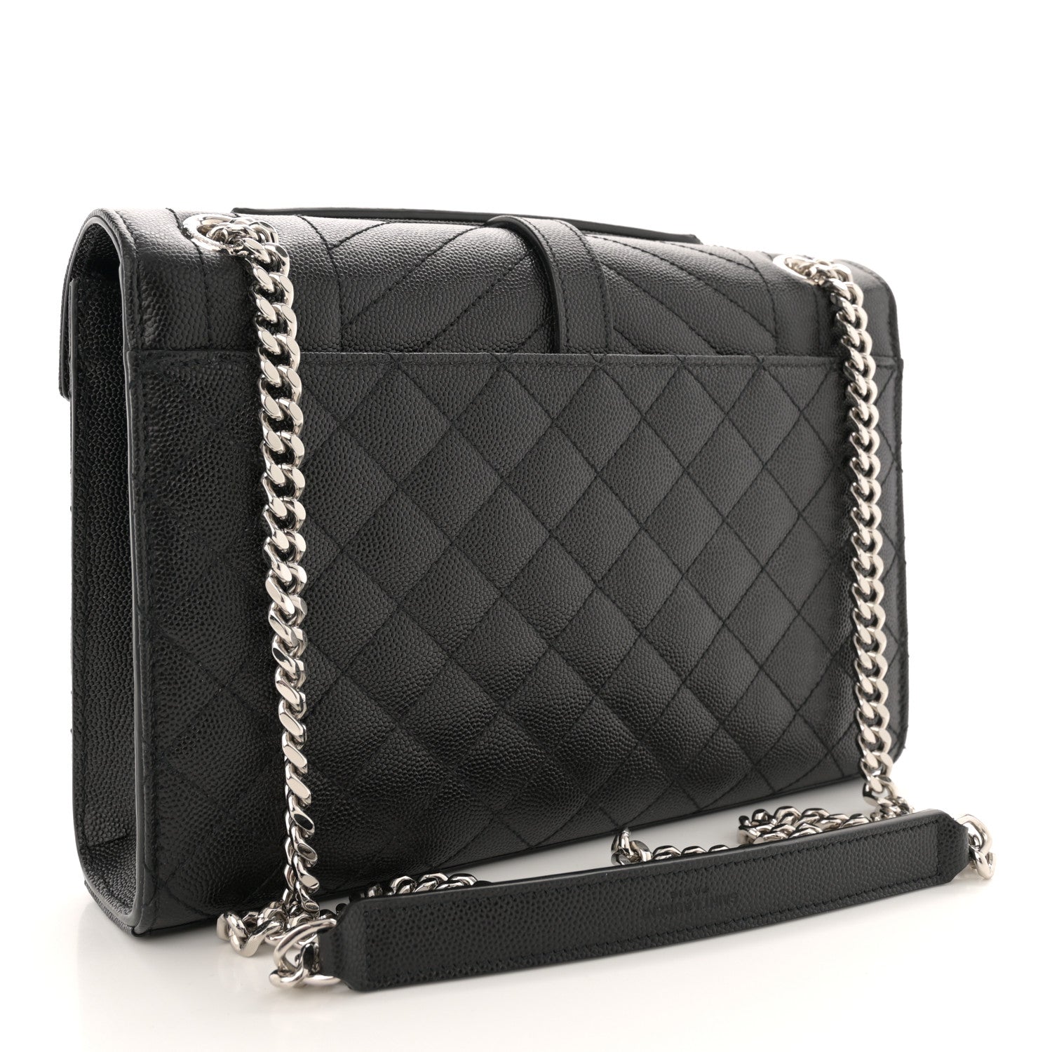 Saint Laurent Grain De Poudre Textured Mixed Matelasse Triquilt Medium Monogram Satchel Black 3 of 11