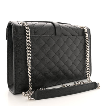 Saint Laurent Grain De Poudre Textured Mixed Matelasse Triquilt Medium Monogram Satchel Black 3 of 11