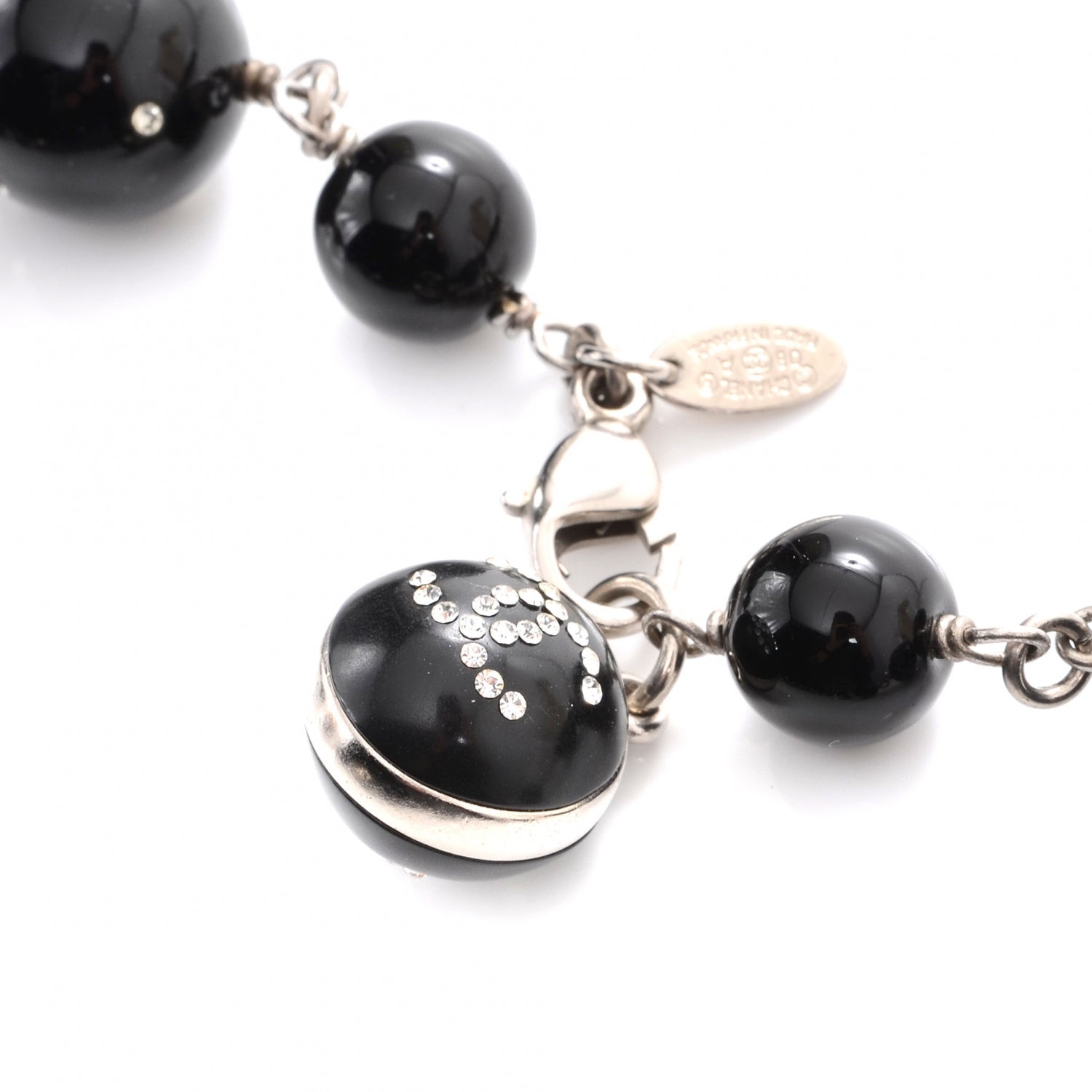 Chanel CC Camellia Beaded Long Necklace Black 6 of 7