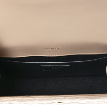 Saint Laurent Grain De Poudre Textured Mixed Matelasse Medium Triquilt Monogram Satchel Dark Beige 5 of 8