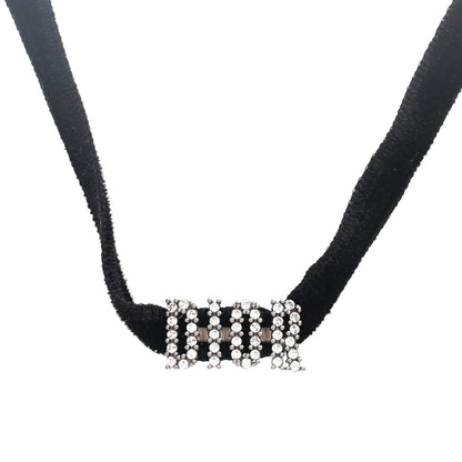Christian Dior Velvet Crystal DIOR Choker Necklace Black 1 of 5