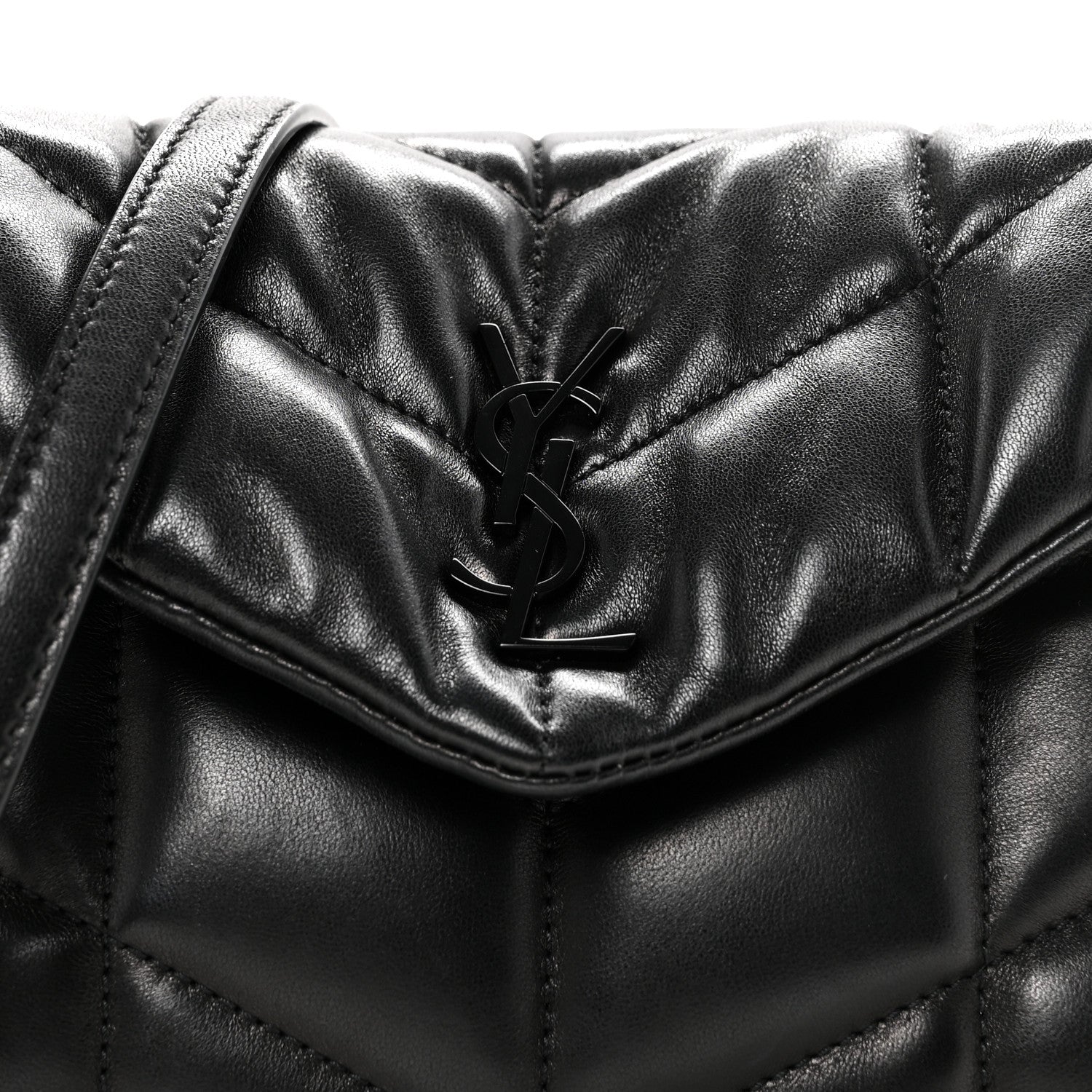 Saint Laurent Lambskin Quilted Toy Loulou Puffer Monogram Monochrome Chain Satchel Black 8 of 12