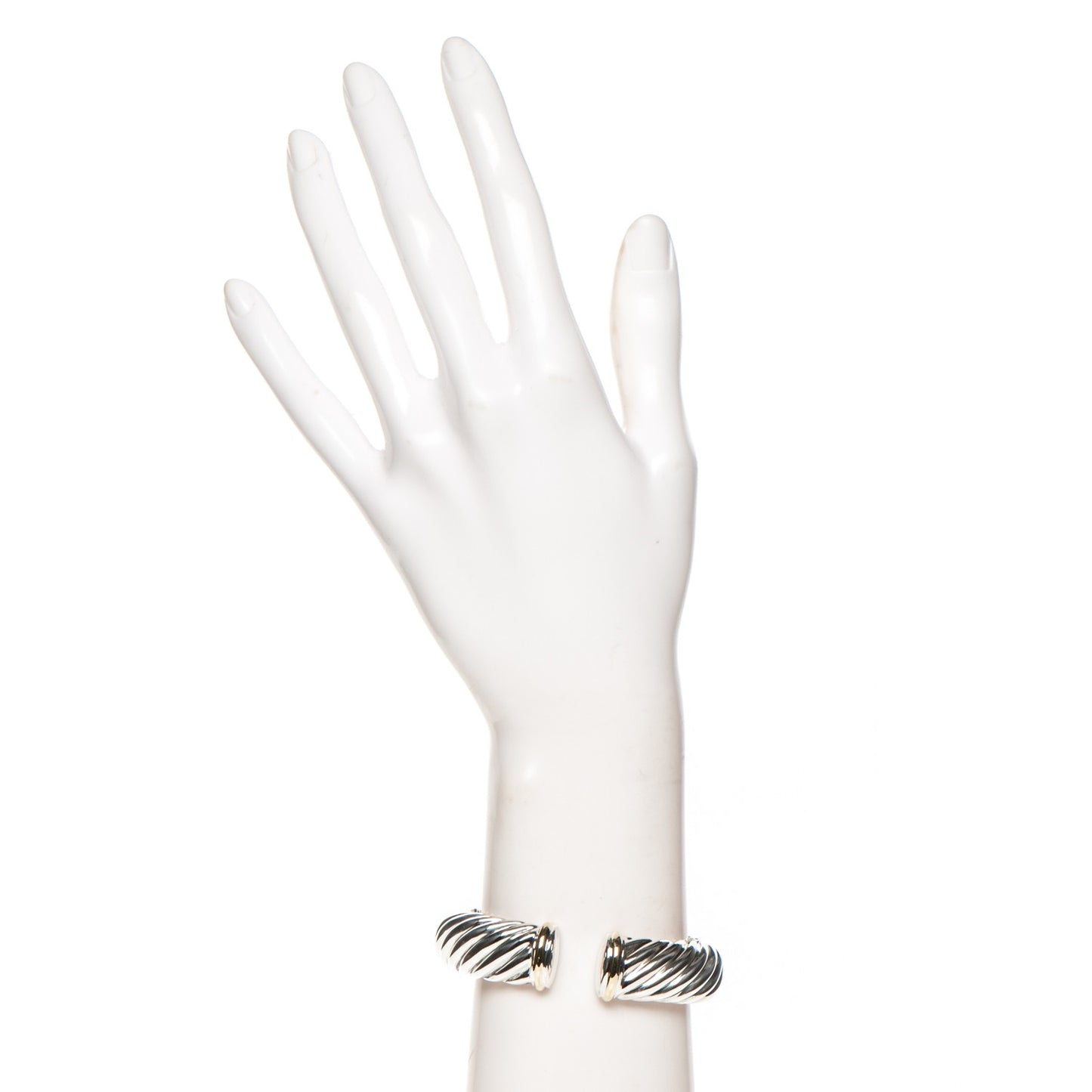 Sterling Silver 18K Yellow Gold 15mm Sculpted Cable Cuff