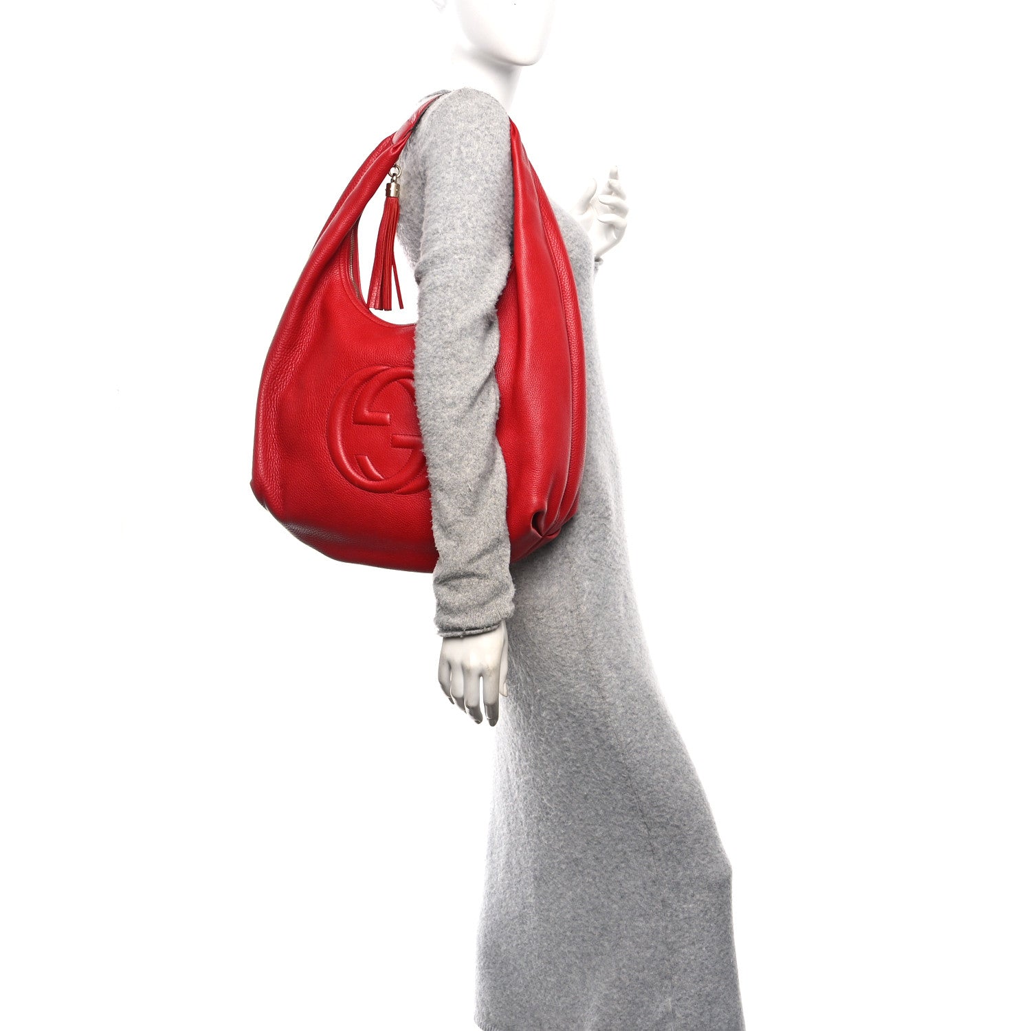 Gucci Pebbled Calfskin Soho Hobo Red 2 of 11