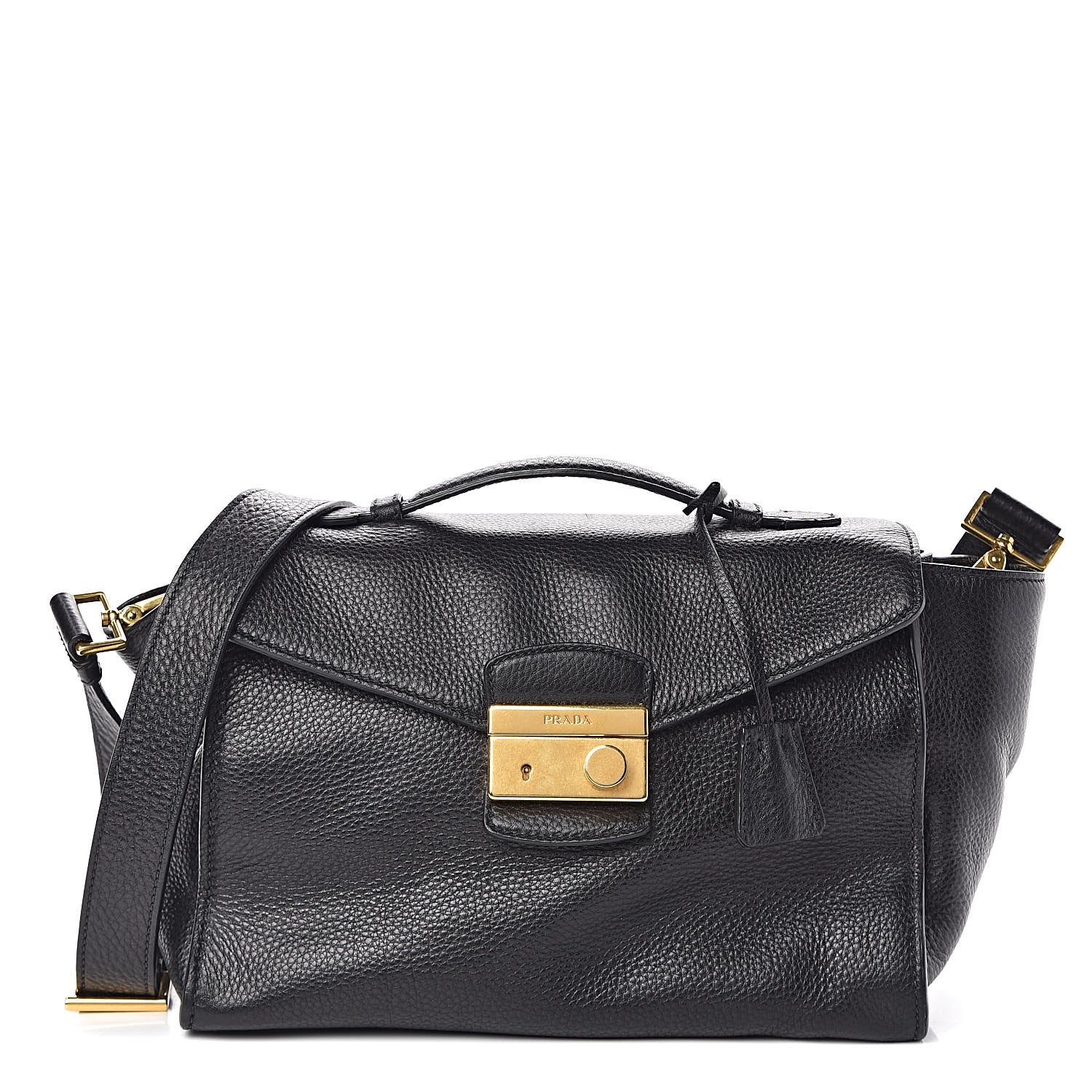 Prada Vitello Daino Sound Twin Pocket Satchel Black 1 of 9