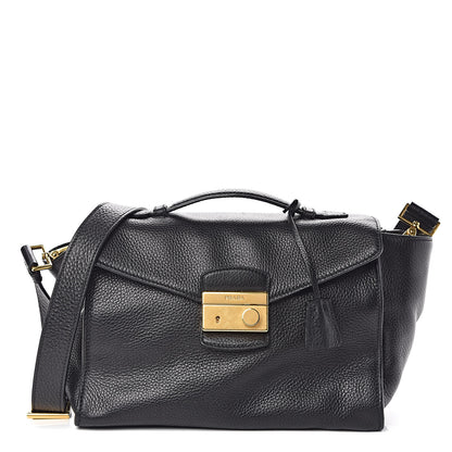 Prada Vitello Daino Sound Twin Pocket Satchel Black 1 of 9