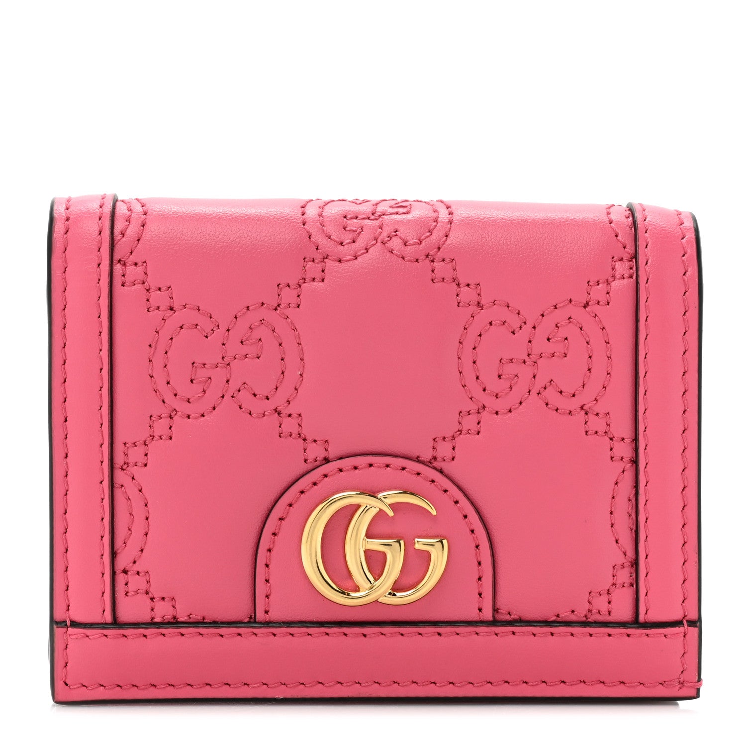 Gucci Calfskin GG Matelasse Card Case Wallet Rhodamine Pink 1 of 11