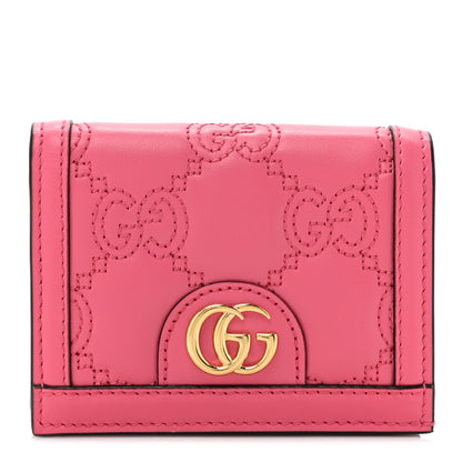 Gucci Calfskin GG Matelasse Card Case Wallet Rhodamine Pink 1 of 11