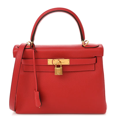 Hermes Taurillon Clemence Kelly Retourne 28 Rouge Casaque 1 of 10