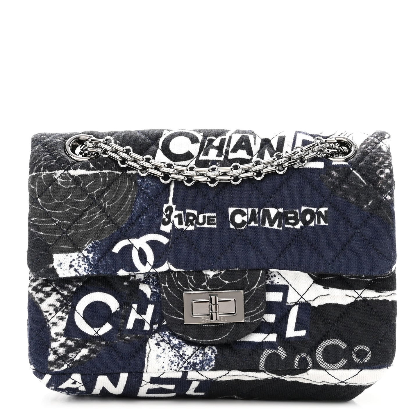 Jersey Quilted Graffiti Reissue Mini Flap Navy Blue