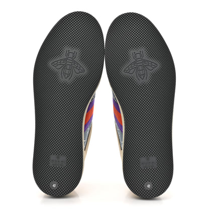 Gucci Calfskin Lame GG Monogram Web Womens Screener Sneakers 40 Blue Silver Dusty Milk Shine Purple 6 of 13