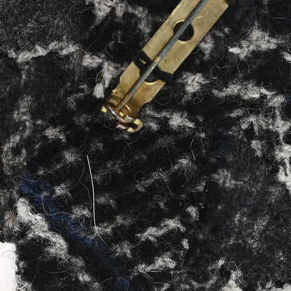 Chanel Tweed Camellia Pin Brooch Black White Navy 4 of 4