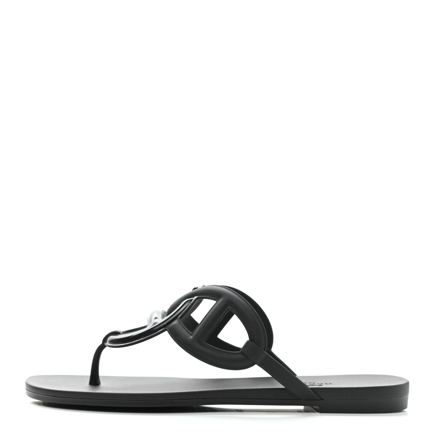 Hermes Rubber Womens Egerie Sandals 36 Black 1 of 9