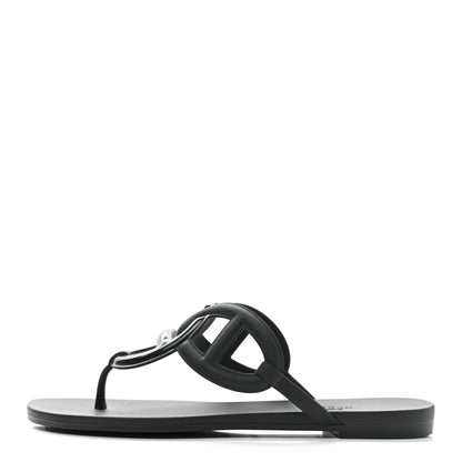 Hermes Rubber Womens Egerie Sandals 36 Black 1 of 9