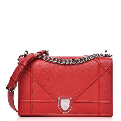 Christian Dior Grained Calfskin Medium Diorama Flap Bag Red 1 of 9