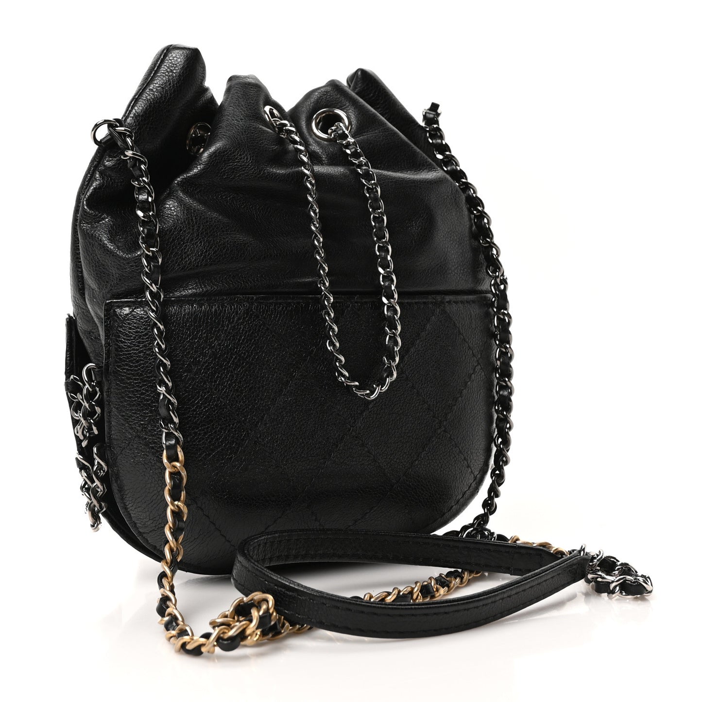 Calfskin Quilted Small Gabrielle Bucket Black